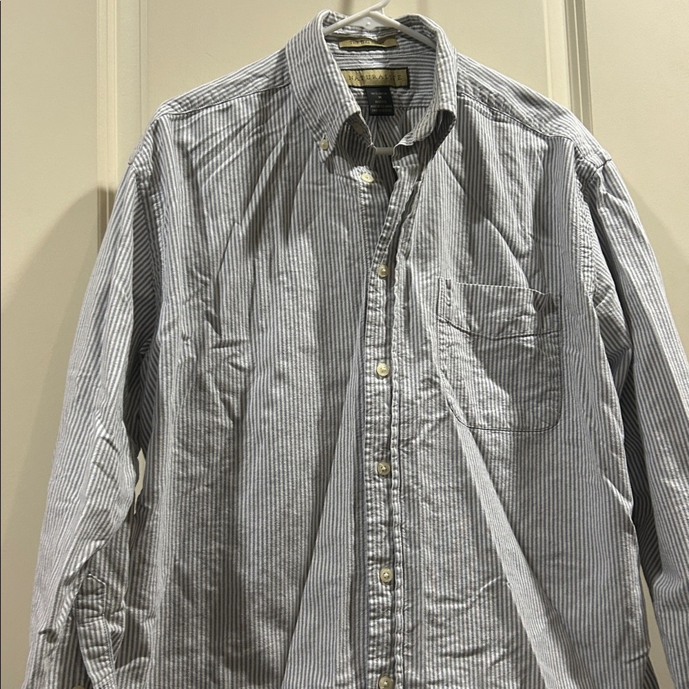 Naturalife The Big Shirt Striped 100% Cotton ButtonDown LongSleeve pocket size M